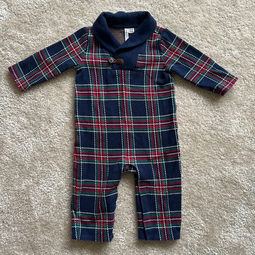 Janie & Jack Plaid Shawl One-Piece Romper